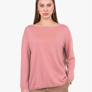 IN CASHMERE Cotton Boat Neck Sweater, pink